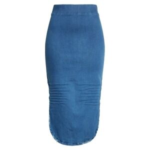 Frank & Eileen Unforgettable Midi Skirt Blue Donegal Denim Size 8 Tulip Hem